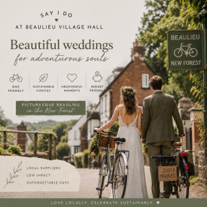 Affordable sustainable Weddings at Beaulieu Village Hall, New Forest , Hampshire